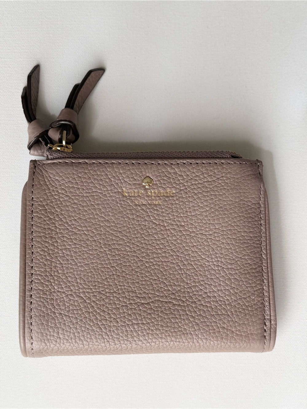 Kate Spade Dusty Mauve Pebbled Leather Compact Zip Wallet